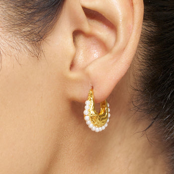 Pearl Edge Hoop Earrings