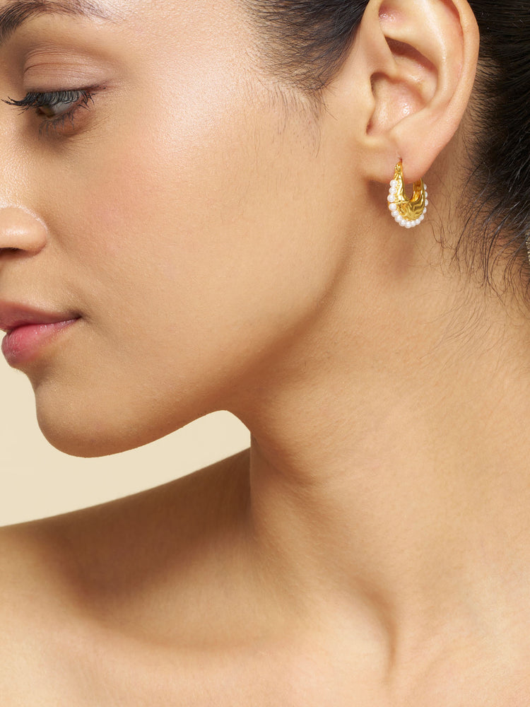 Pearl Edge Hoop Earrings