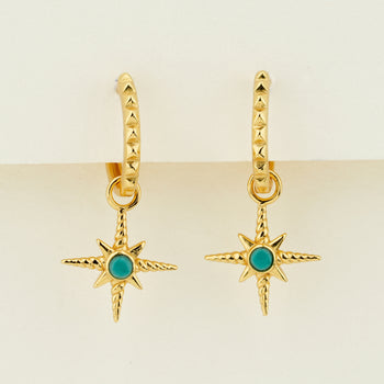 Turquoise North Star Hoop Earrings