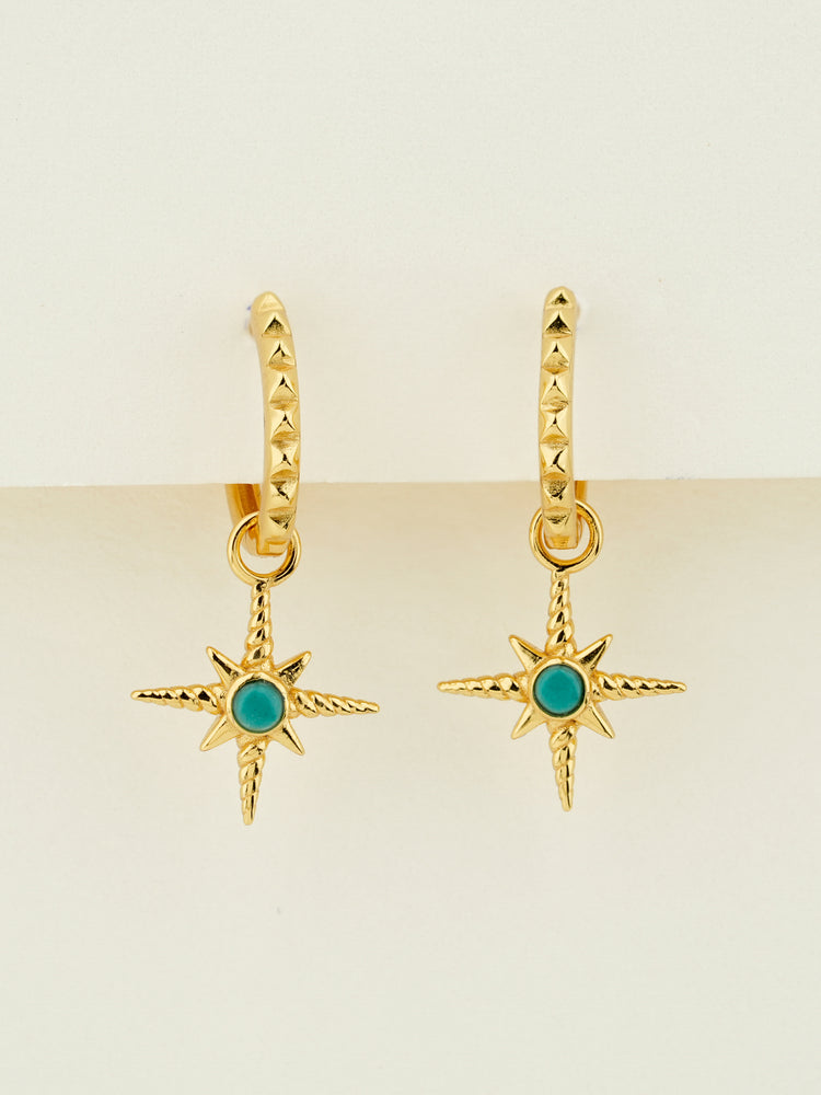 Turquoise North Star Hoop Earrings