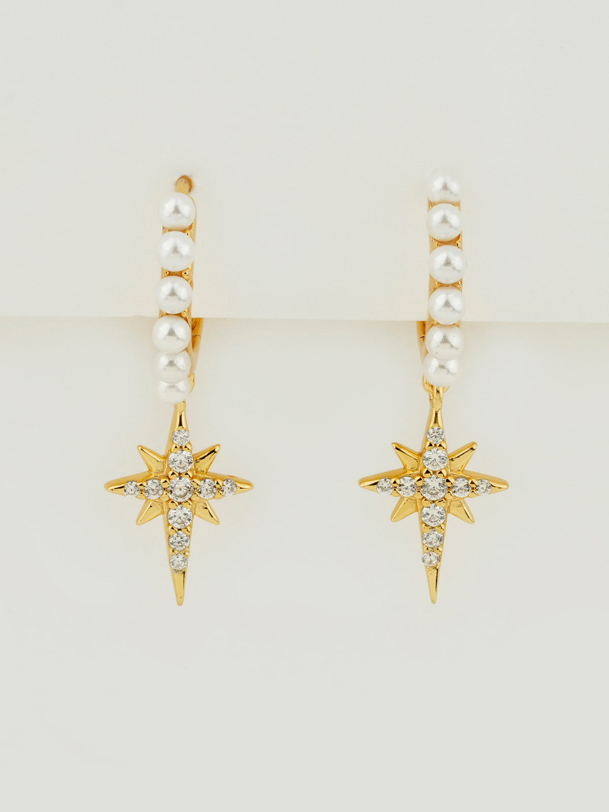 Celestial Pearl Star Hoop Earrings