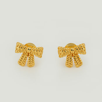 Ribbed Bow Stud Earrings