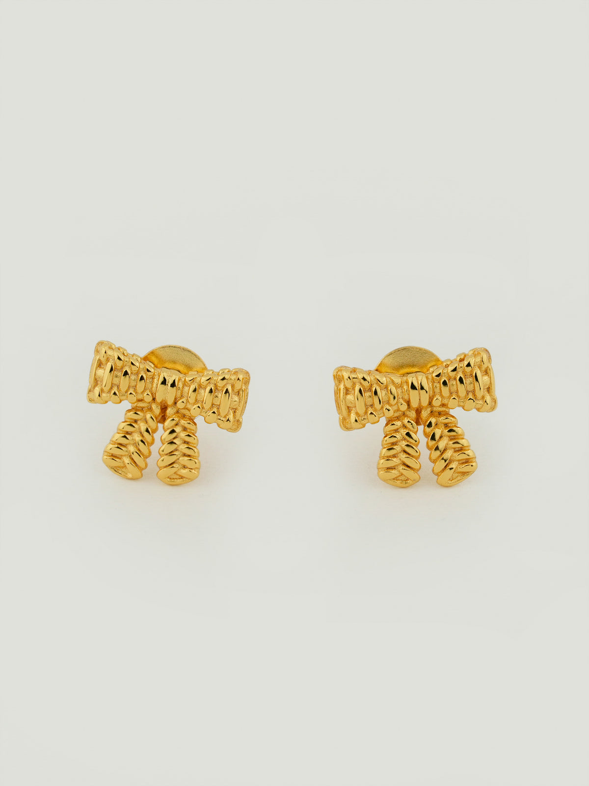 Ribbed Bow Stud Earrings