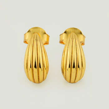 Ribbed Teardrop Stud Earrings