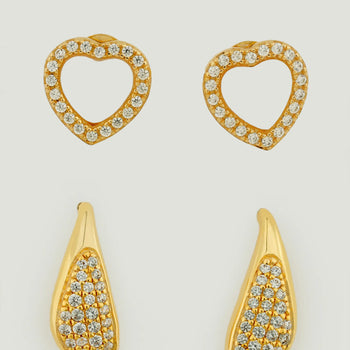 Mother of Pearl Halo Heart Stud & Celestia Drop Stud Earring Stack