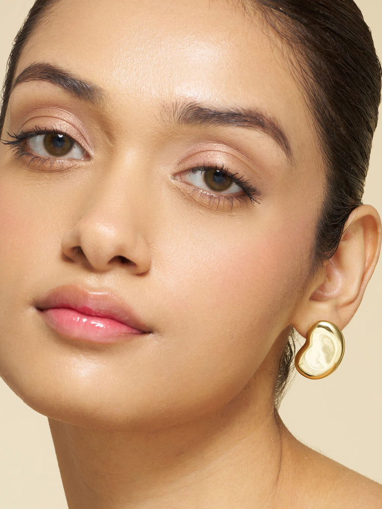 Molten Bean Earrings + Contour Drop Necklace