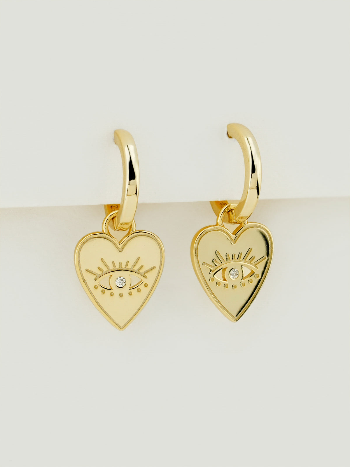 Evil Eye Heart Dangle Hoop Earrings