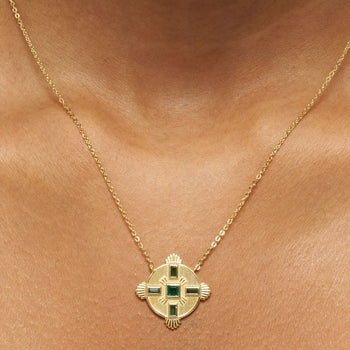 Golden Link Chain & Green Horizon Necklace Stack