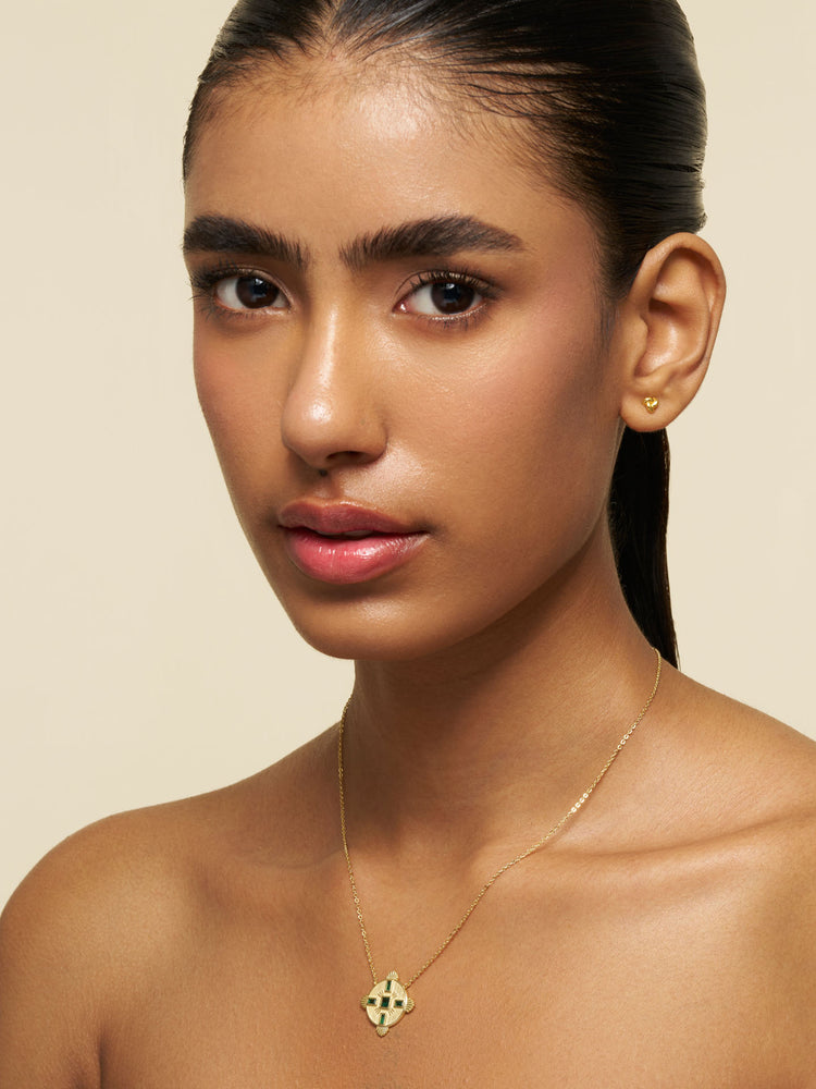 Golden Link Chain & Green Horizon Necklace Stack