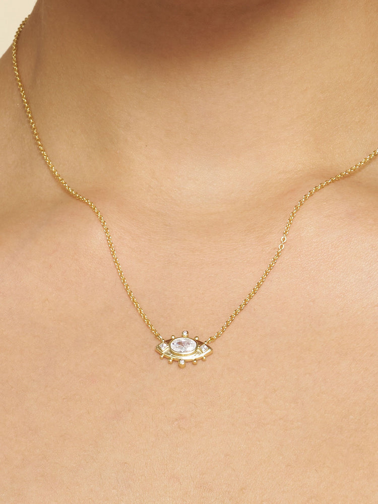 Lotus Coin & Solar Eye Necklace Stack