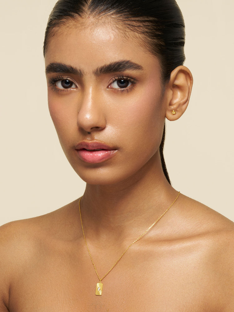 Golden Ray Rectangular Pendant Necklace