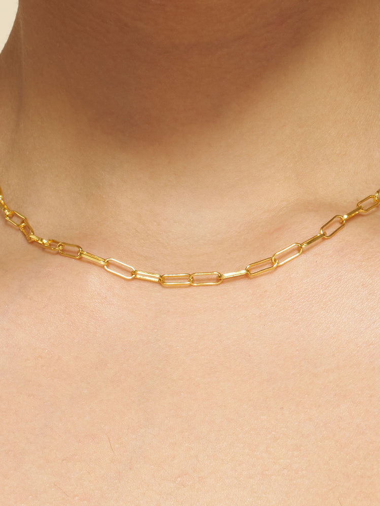 Aurora Link & Golden Heart Leaf Charm Necklace Stack