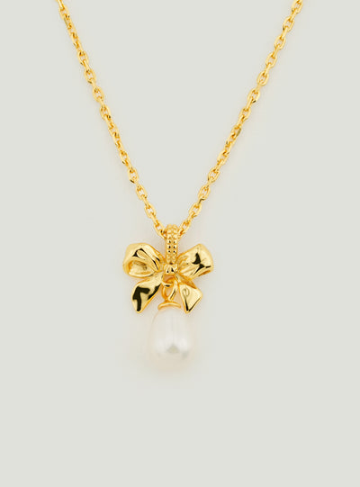 Belle Bow Pearl Necklace