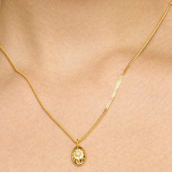 Luminous Compass Pearl Pendant Necklace