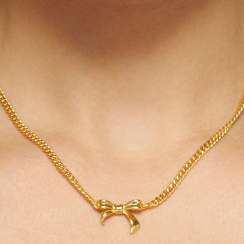 Golden Bow Stud Necklace