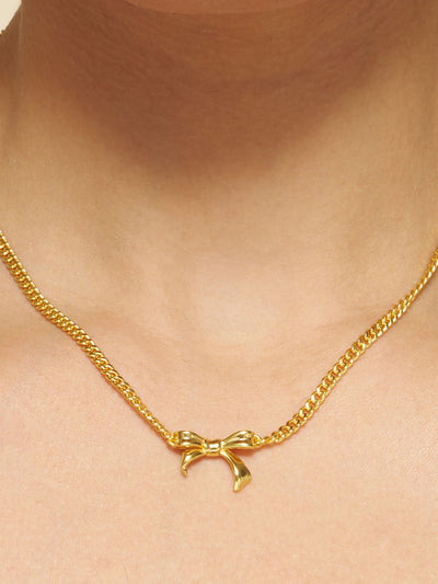 Golden Bow Stud Necklace