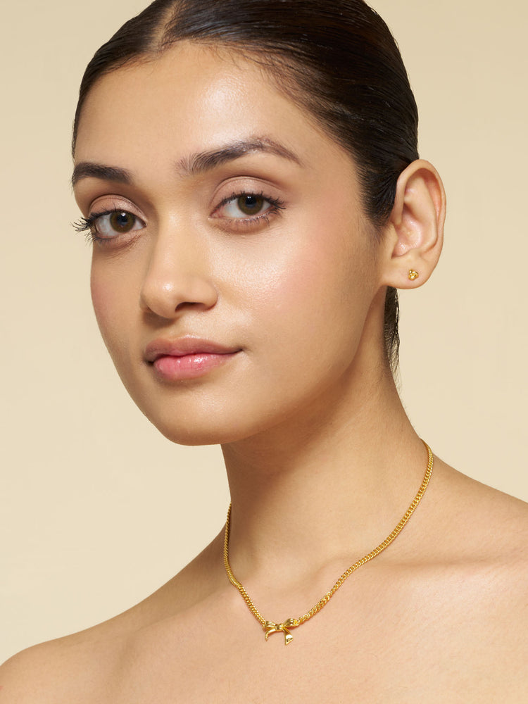 Golden Bow Stud Necklace