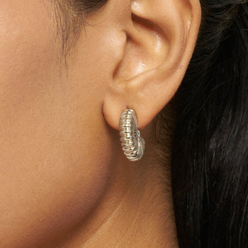 Scallop with Czech Diamond Earrings Silver