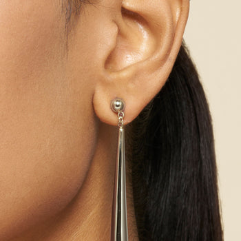 Long Teardrop Earrings Silver