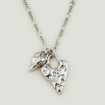 Silver Heart & Leaf Charm Necklace