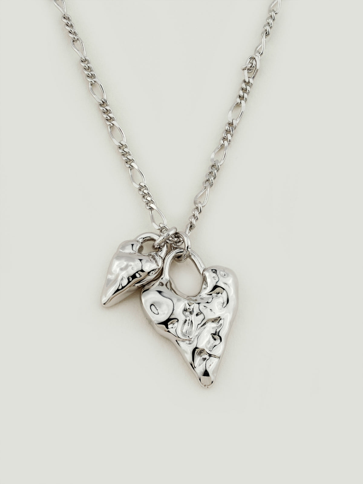 Silver Heart & Leaf Charm Necklace