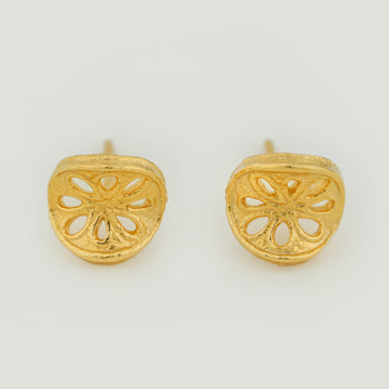 Lotus Coin Stud Earrings