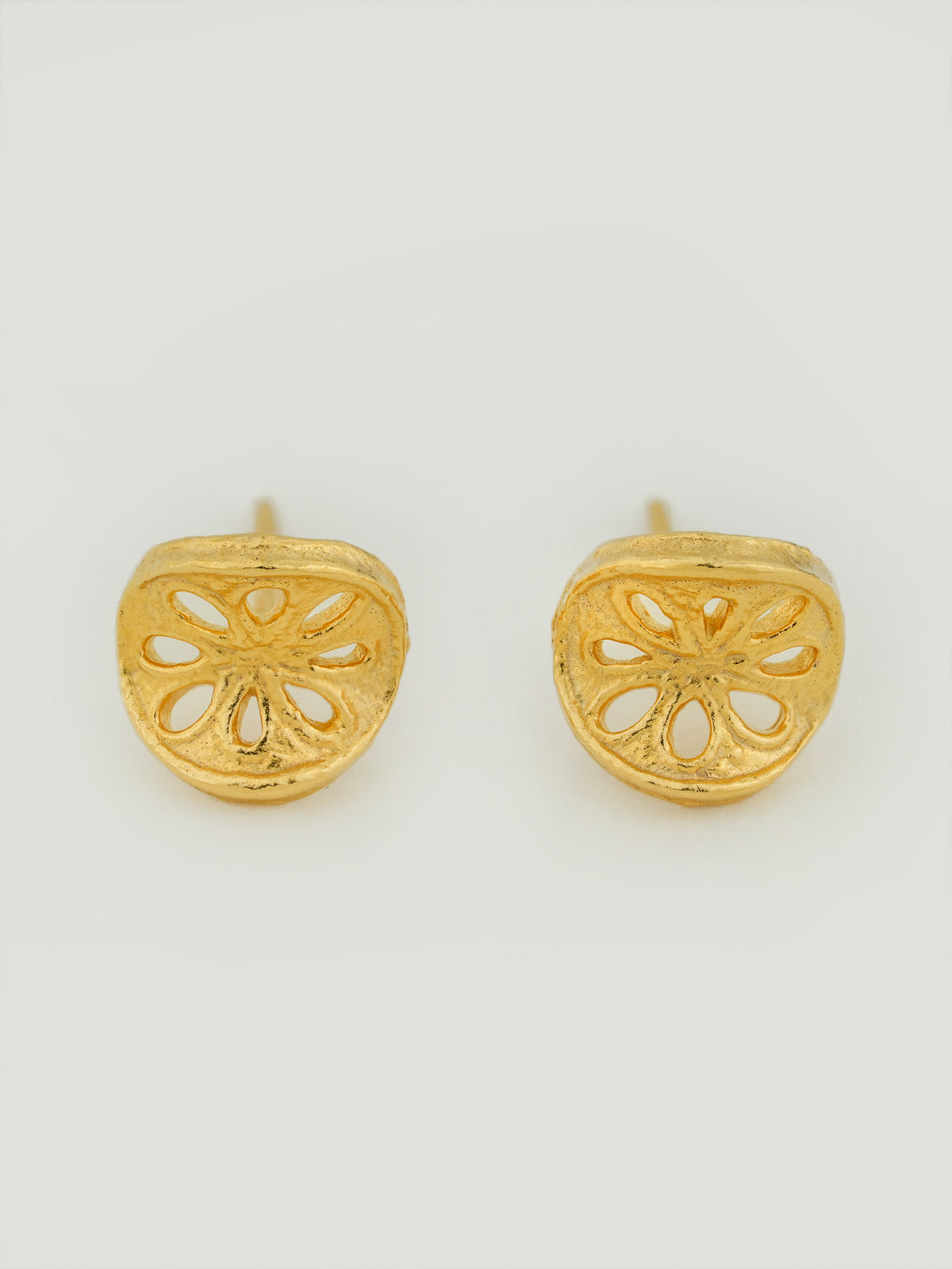 Lotus Coin Stud Earrings