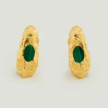 Green Glint Gold Earrings