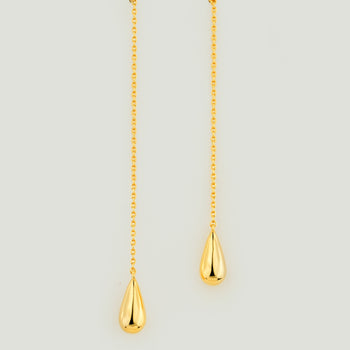 Golden Raindrop Threader Earrings