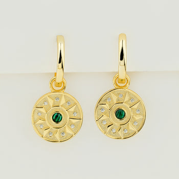 Emerald Compass Hoop Earrings