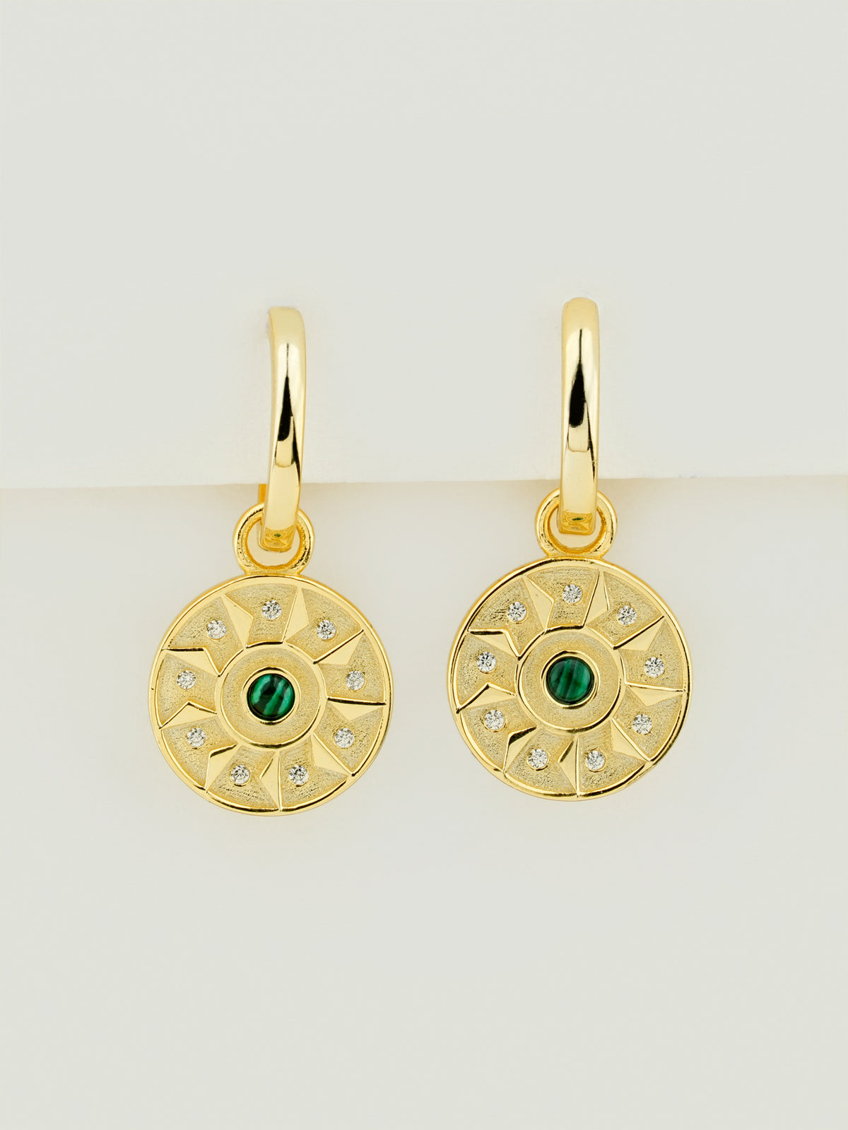 Emerald Compass Hoop Earrings